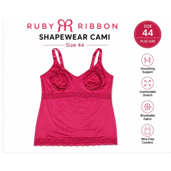 Ruby Ribbon Other - Ruby Ribbon Shapewear Cami Womens 44 Pink Lace Lift Luxe Full Support 3680